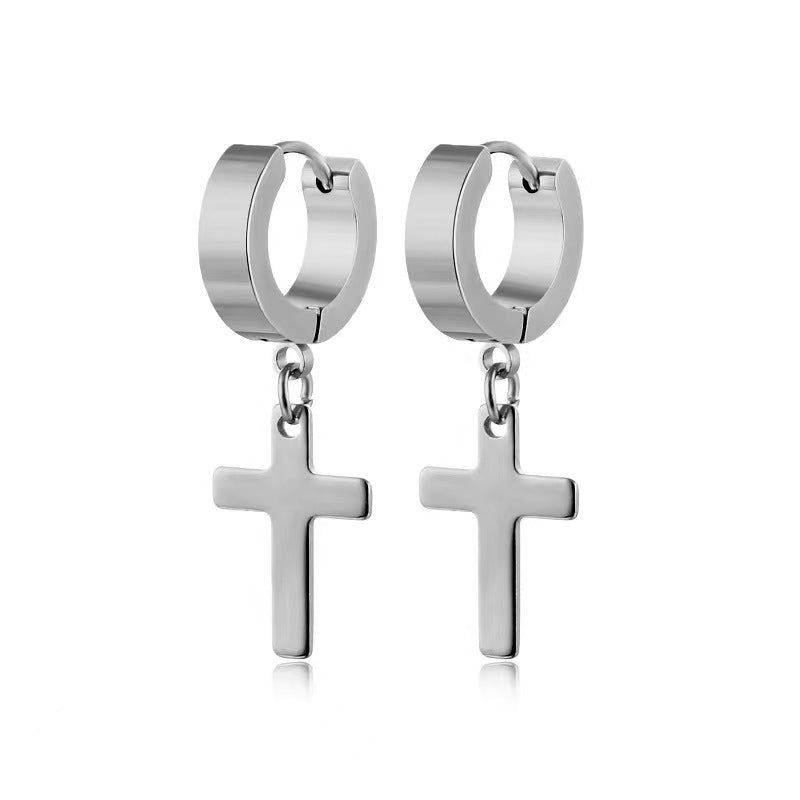 Trendy earrings showcased on model 10