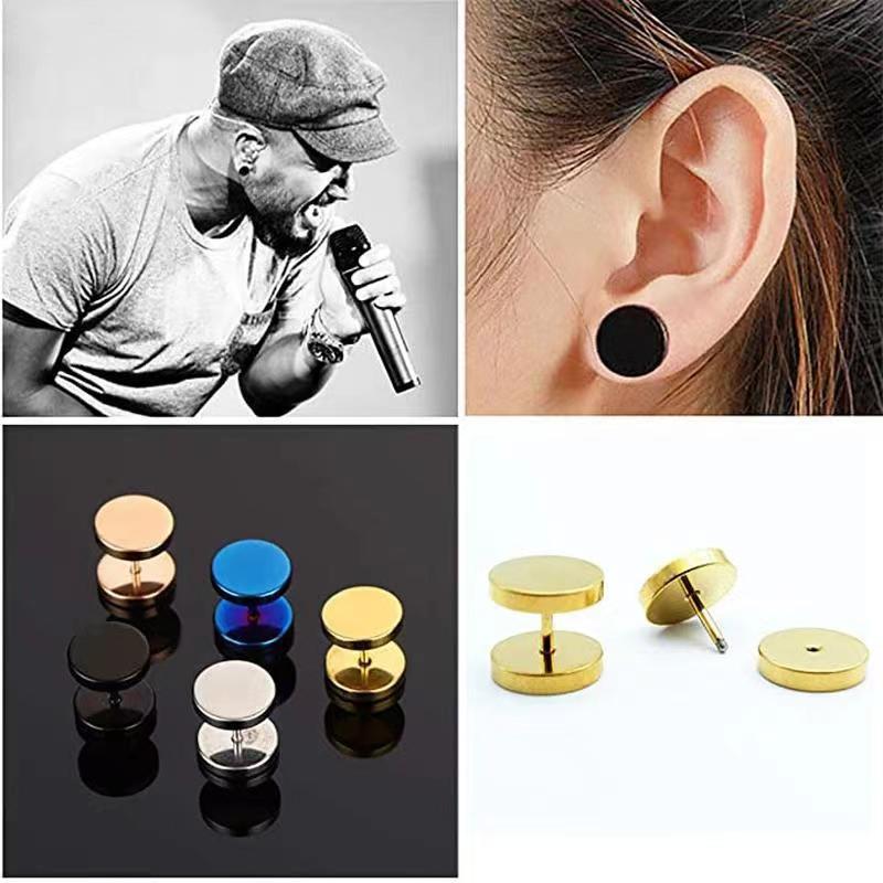 Stylish black stainless steel geometric earrings 1