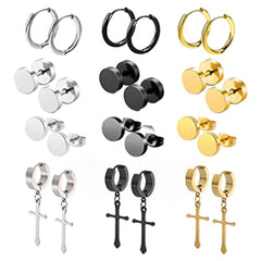 Men's stainless steel earrings in box 6