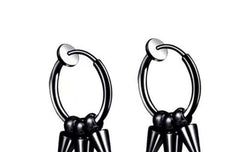 close up of titanium pointed studs earrings