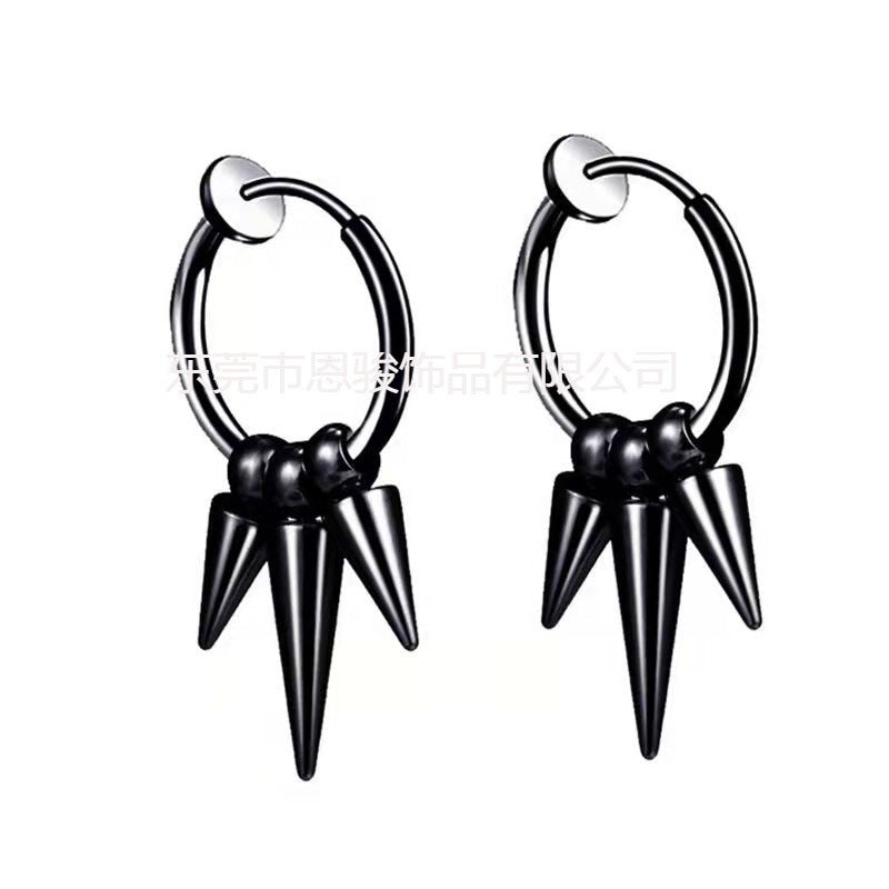 close up of titanium pointed studs earrings