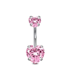 Elegant stainless steel heart navel ring in packaging