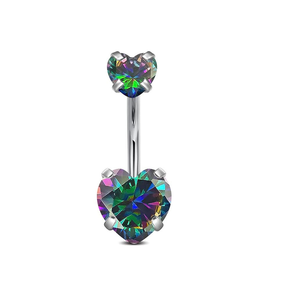 Stylish vibrant heart-shaped navel ring display