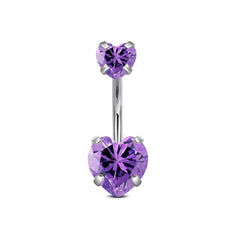 Fashionable heart-shaped navel ring with cubic zirconia