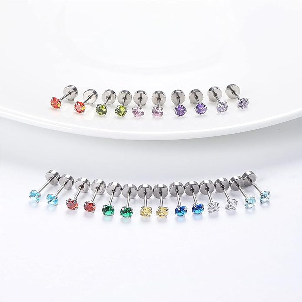 Elegant stainless steel stud earrings with vibrant colours