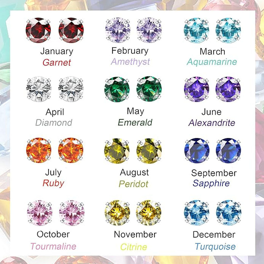 Hypoallergenic earrings displayed with different zirconia stones