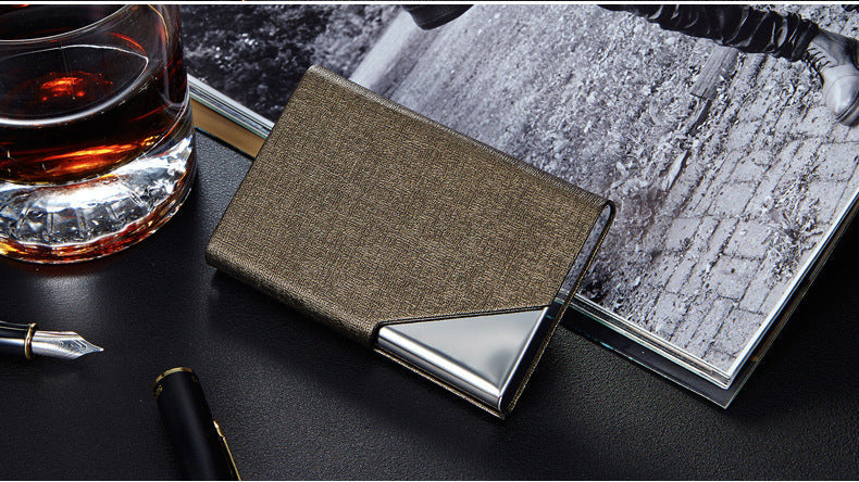Stylish business card holder in metal and leather design