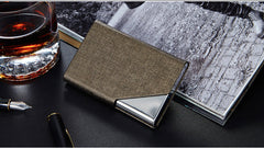 Stylish business card holder in metal and leather design