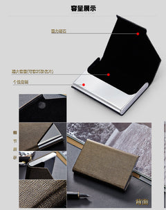 Business card holder placed on a desk with cards