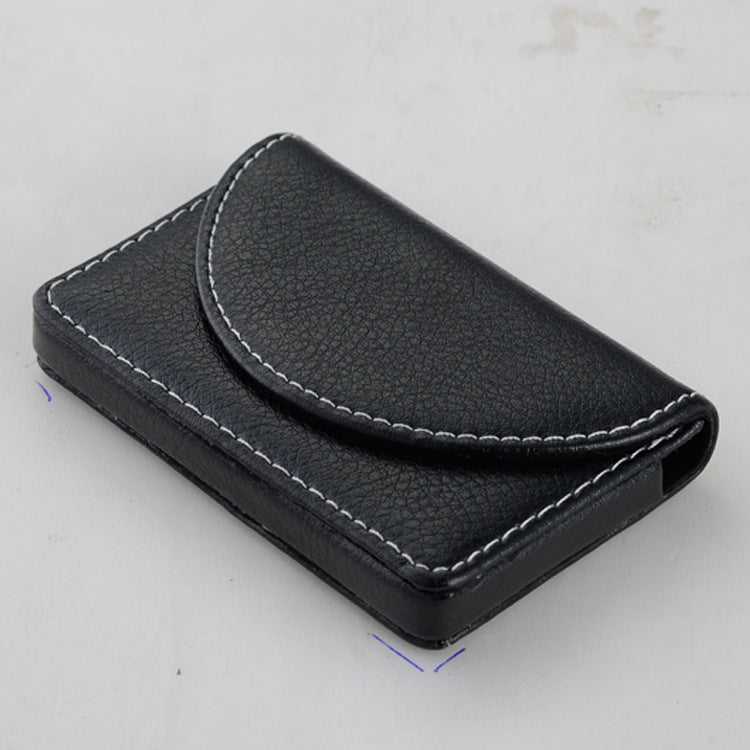 Stainless steel business card case on a desk