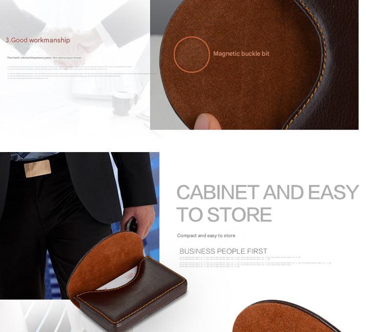 Organised business cards in the holder