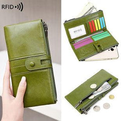 Blue compact women's wallet with RFID protection