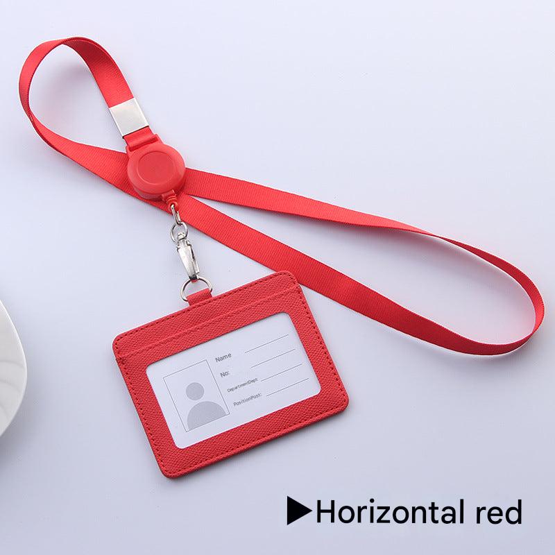 Brown badge holder with adjustable lanyard