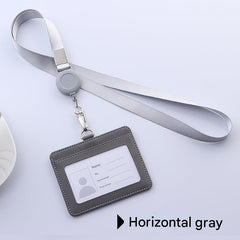 Pink retractable ID holder on white background