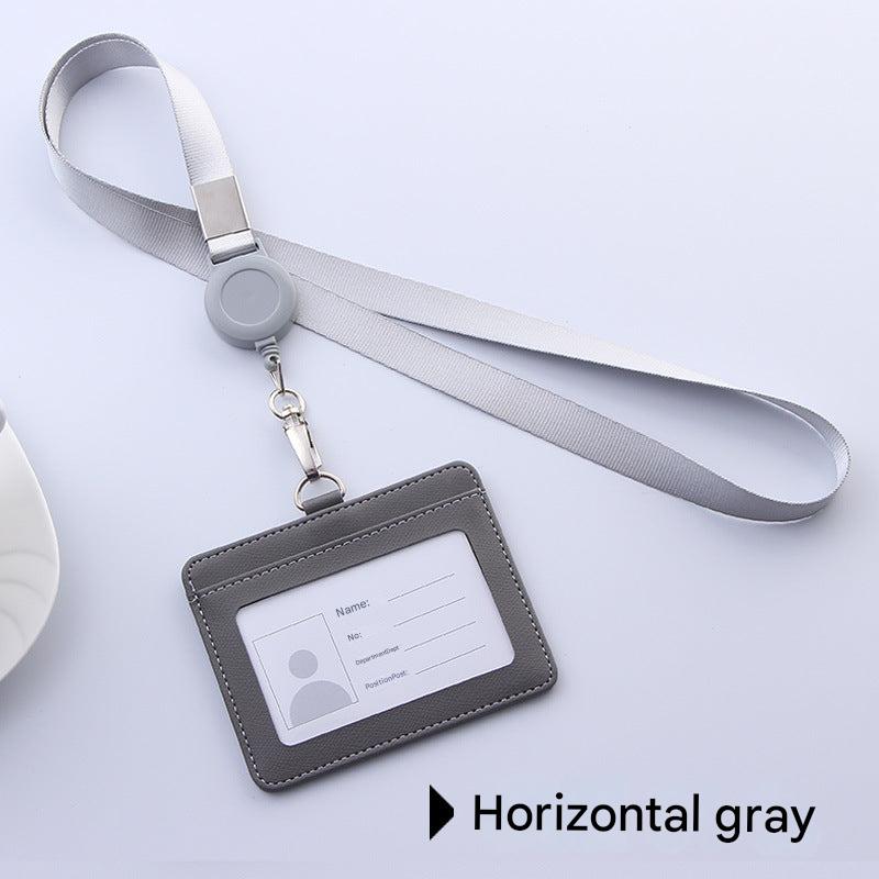 Pink retractable ID holder on white background
