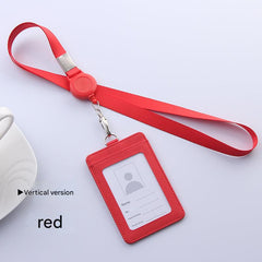 Brown badge holder with adjustable lanyard