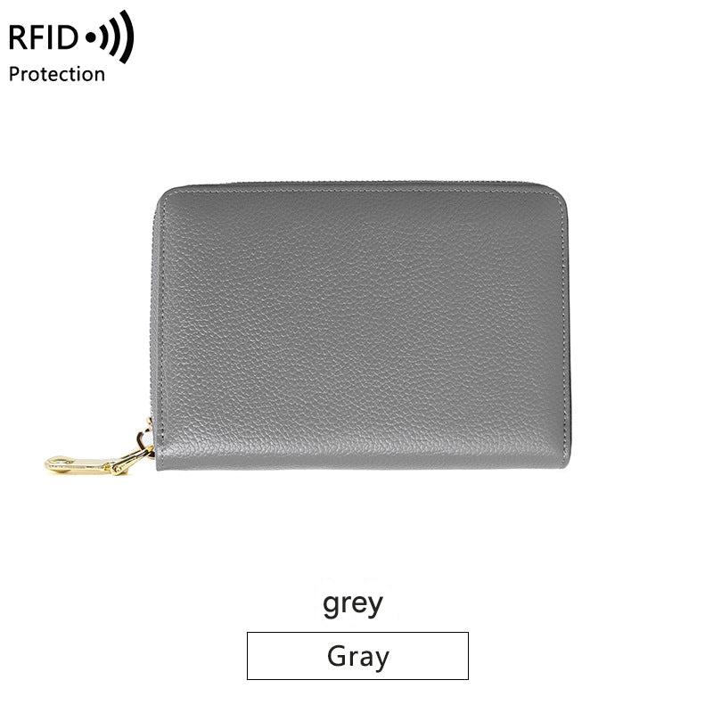 leather card wallet in amethyst purple