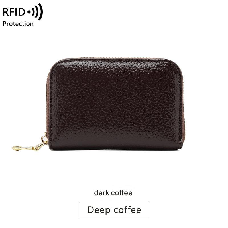 RFID blocking leather card wallet side view