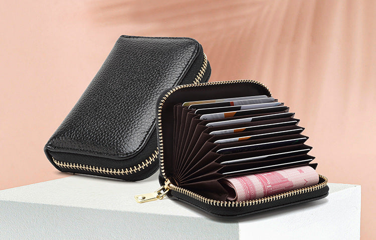 leather card wallet in amethyst purple