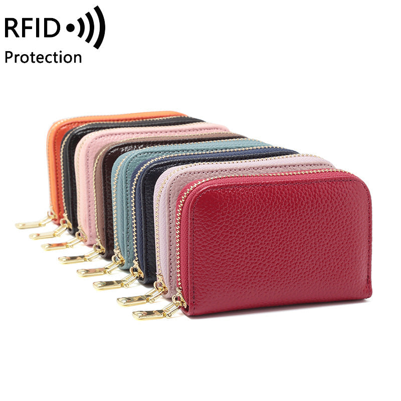 RFID blocking leather card wallet side view