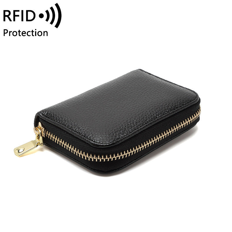 RFID blocking wallet open with cards