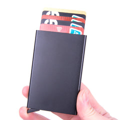 RFID card holder side view in blue