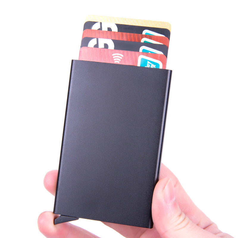 RFID card holder side view in blue
