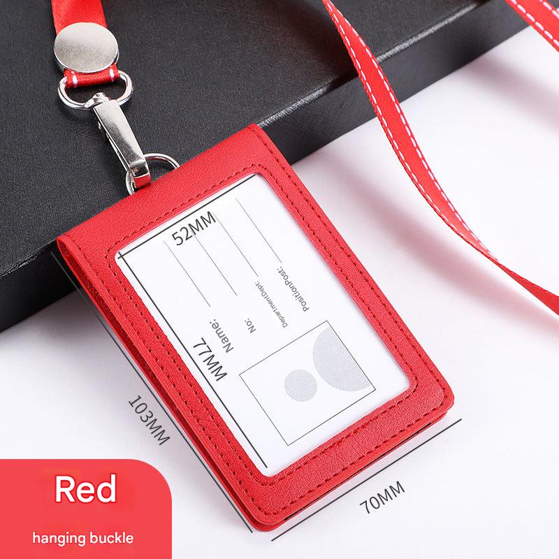 Close-up of ID badge holder with two card slots