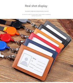 Showcasing the lanyard's retractable functionality