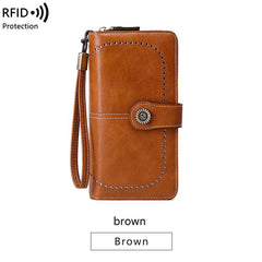 Stylish RFID blocking zip wallet in peacock blue