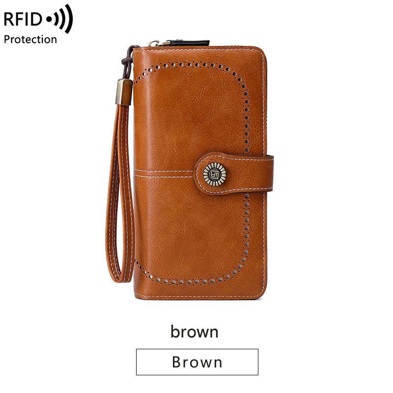 Stylish RFID blocking zip wallet in peacock blue