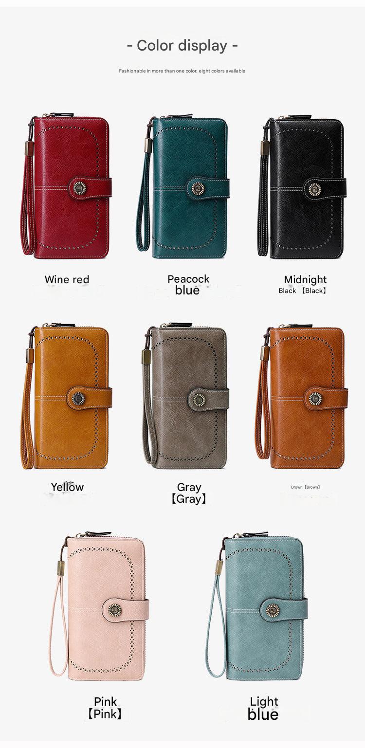 Stylish RFID blocking zip wallet in peacock blue