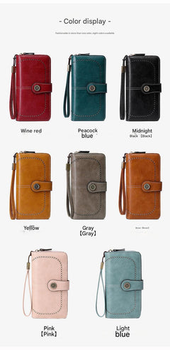 Stylish RFID blocking zip wallet in peacock blue