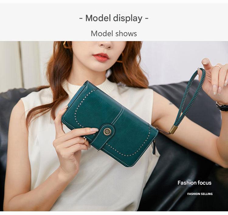Close-up of RFID blocking wallet in midnight black