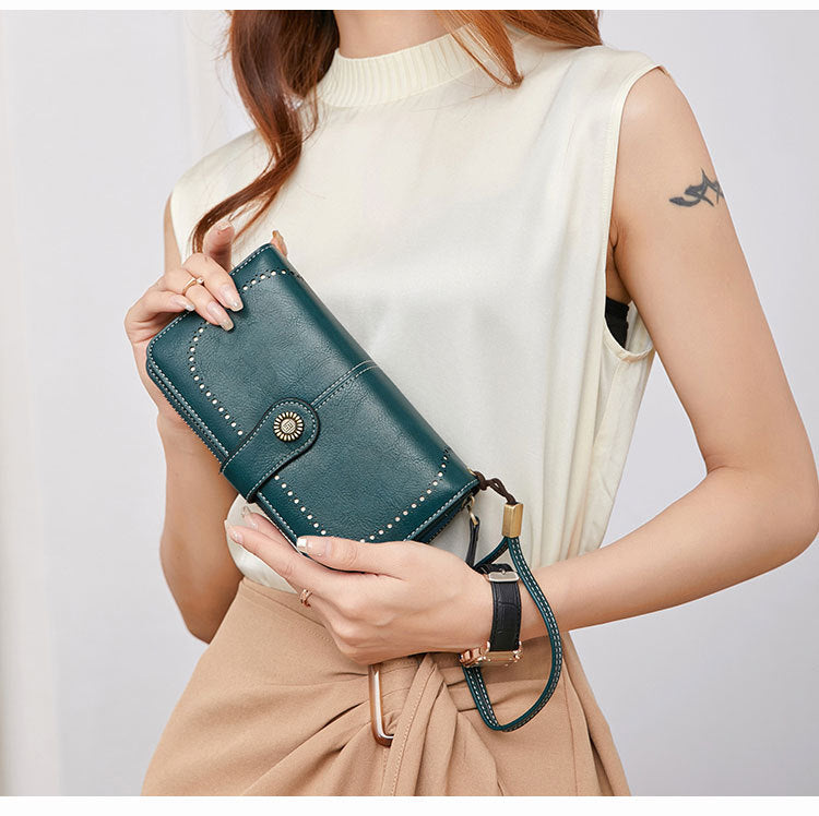 Elegant PU leather wallet in vintage yellow