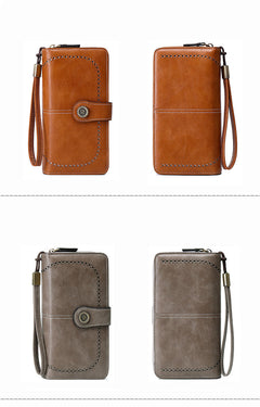 Durable gray zip wallet features