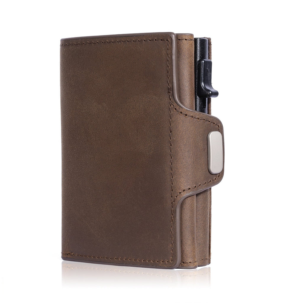 interior view of leather wallet with card slots
