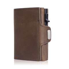 interior view of leather wallet with card slots