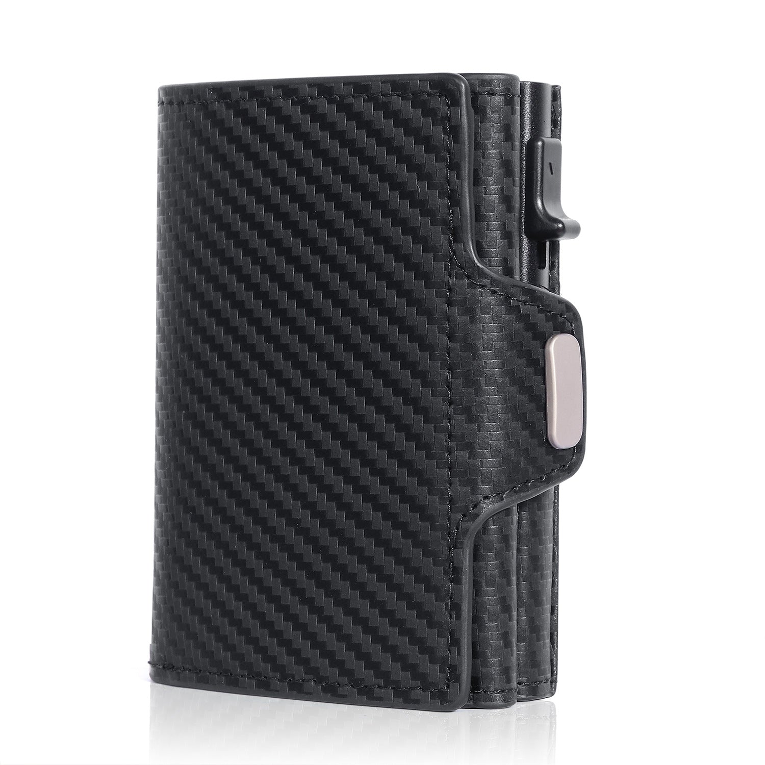 close-up of zipper detail on leather wallet