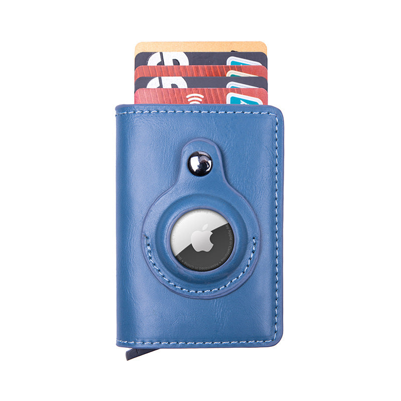 Smart leather wallet with Airtag tracking in brown