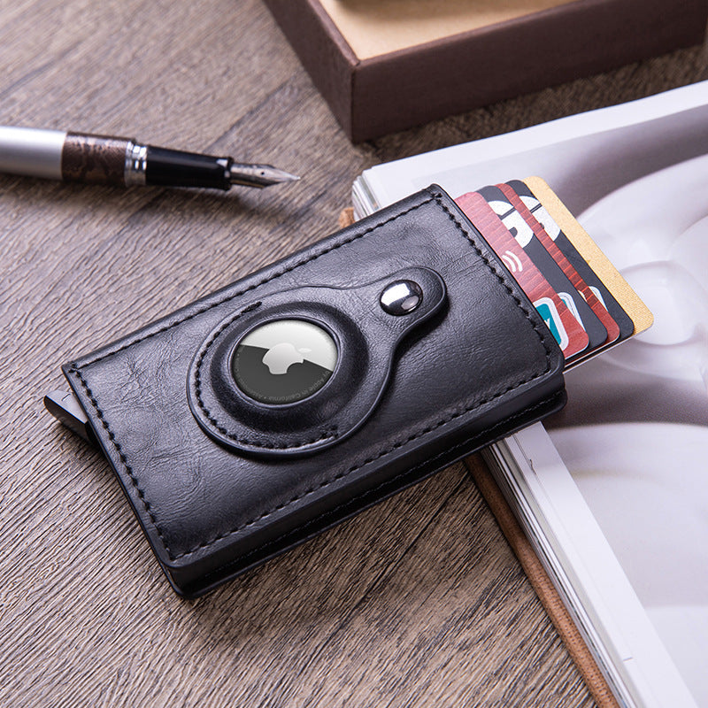 Smart leather wallet in carbon fibre finish