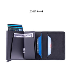 Smart wallet showcasing card slots and cash compartment