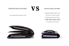 Smart leather wallet with Airtag tracking in black