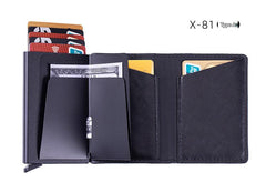 Smart leather wallet with Airtag tracking in brown