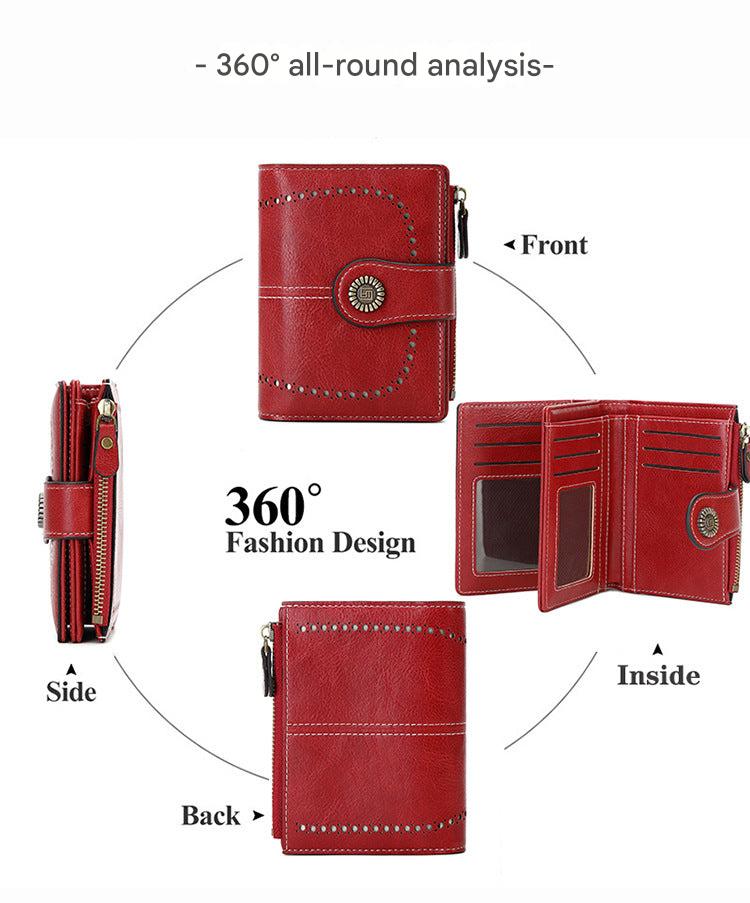 Stylish RFID Blocking Women's Wallet in Burgundy