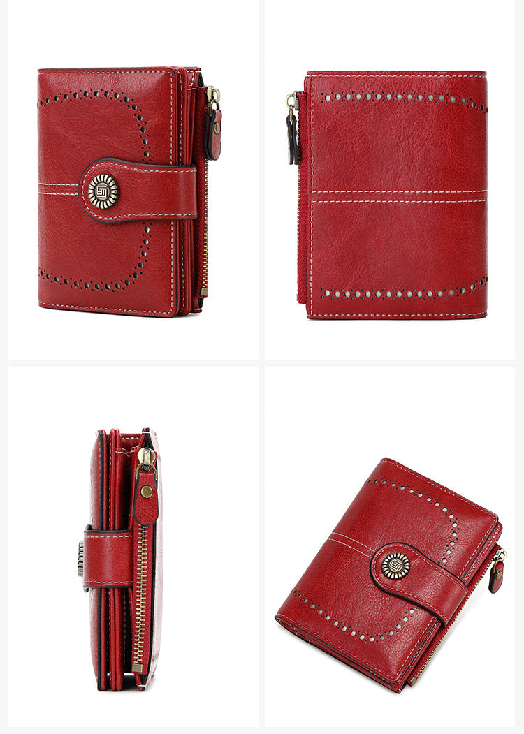 Stylish RFID Blocking Women's Wallet in Burgundy