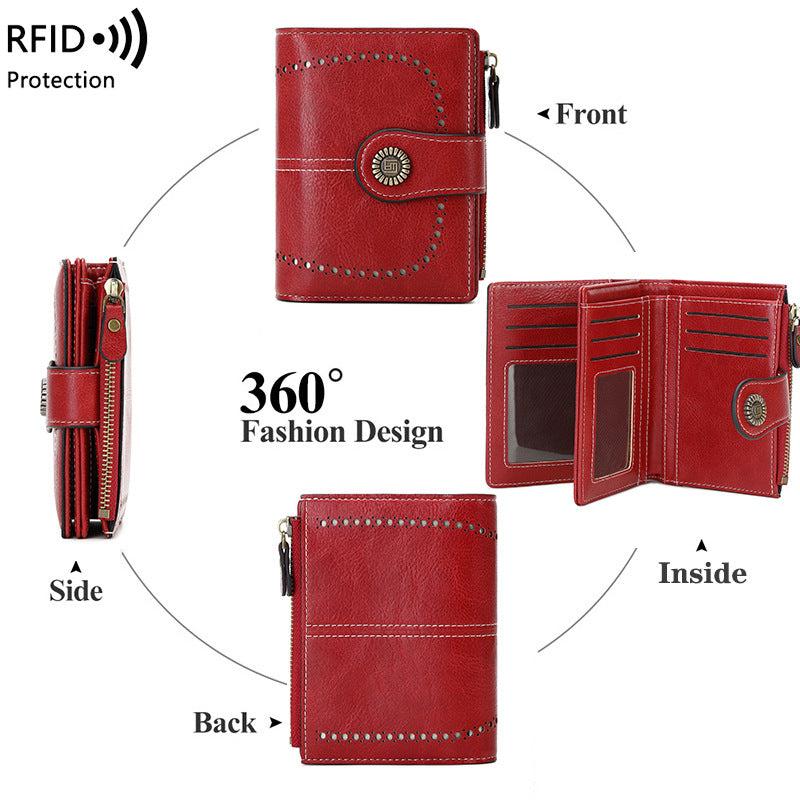 Stylish RFID Blocking Women's Wallet in Midnight Black