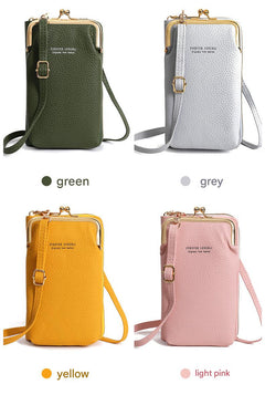 Open view of the mini wallet bag showing inside compartments