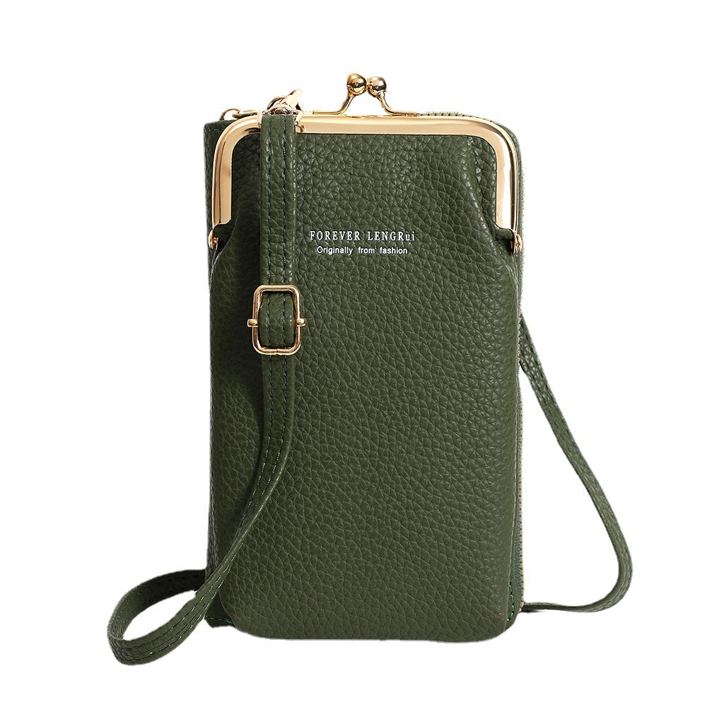 Mini women’s phone wallet bag displayed in multiple colours