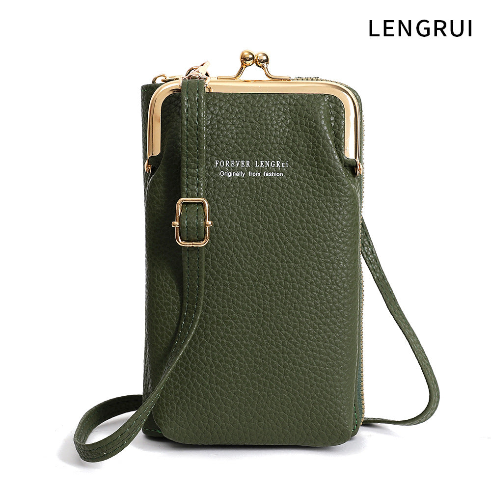 Stylish mini bag placed on a table